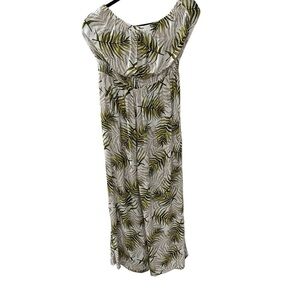 Papaya Leaf Print Strapless jumpsuit size large 100% Rayon